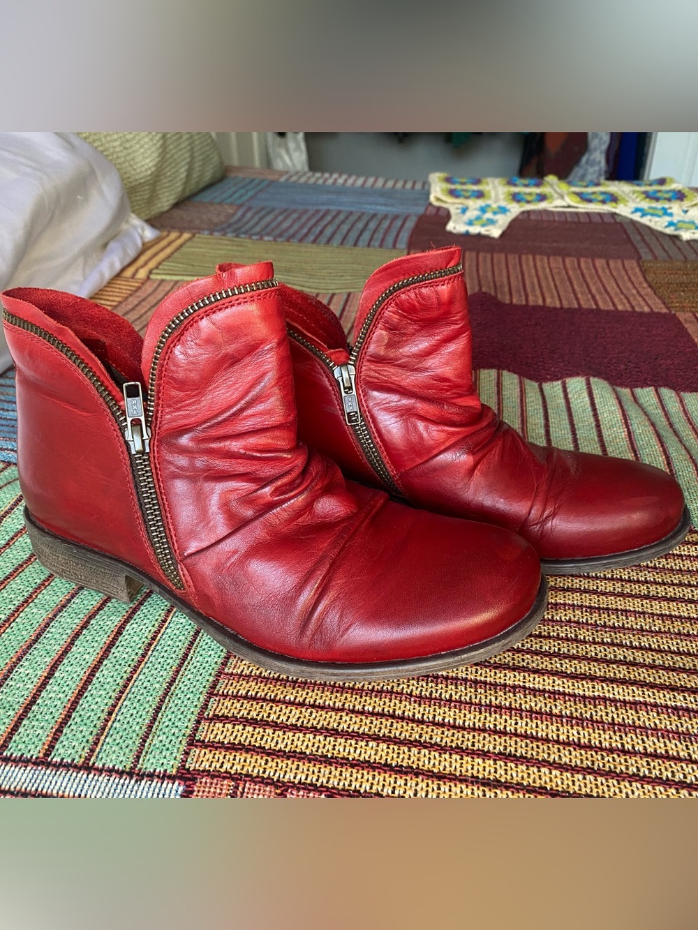 Miz Mooz Red Leather Ankle Boots